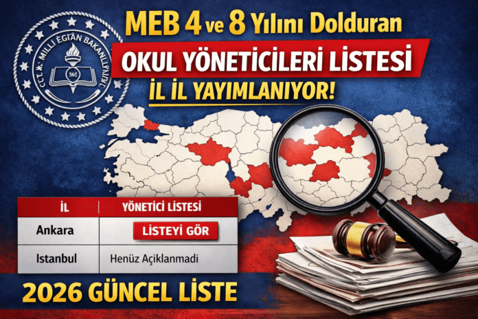 meb yönetici listesi 2026 il il yayımlanan okul yöneticileri listesi
